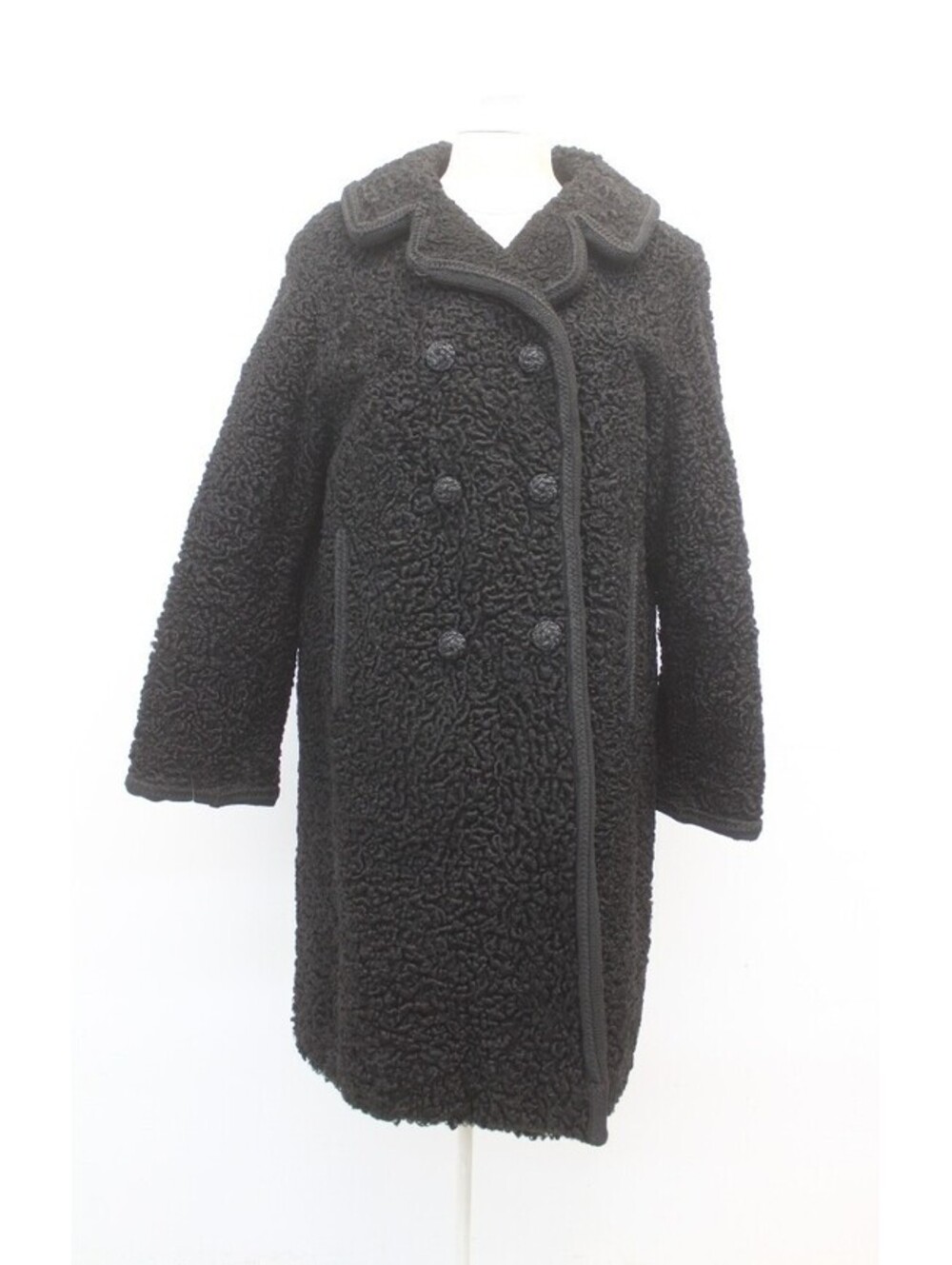 MINT BLACK CURLY LAMB / ASTRAKHAN FUR JACKET COAT WOMEN WOMAN SIZE 4-6 SMALL